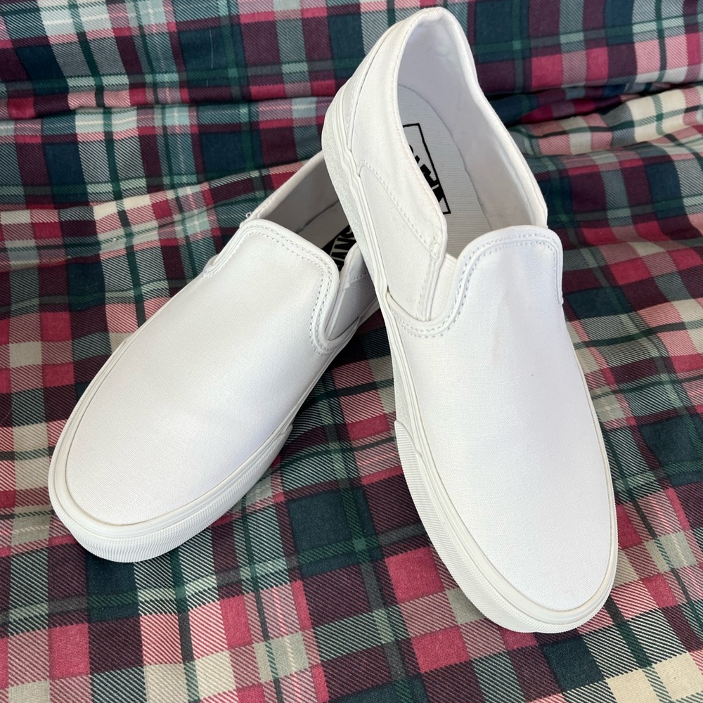 Vans Women's White Slip-On Sneakers - Picture 3 of 5
